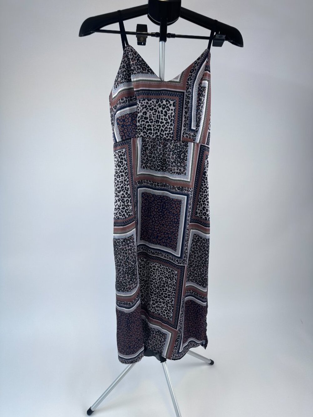 Boohoo Leopard Print Midi Slip Dress Size 12 Spaghetti Strap - Picture 2 of 9